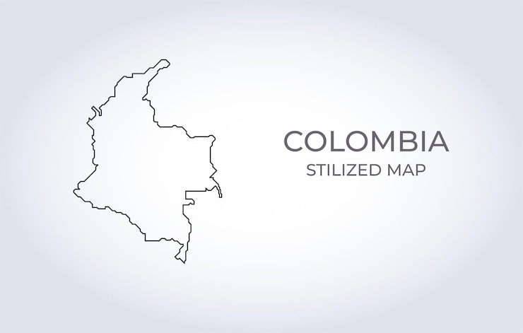 Map of Colombia in a stylized minimalist style
