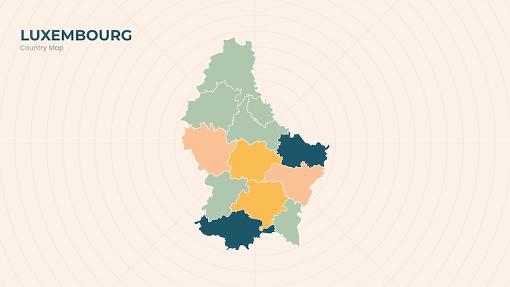 Vector map of luxembourg isolated modern colorful state