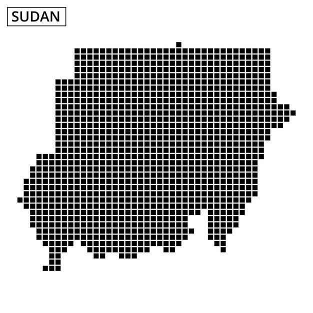 Map of Sudan represented in a unique dot pattern design showcasing its geography