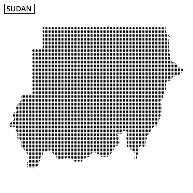 Map of Sudan represented in a unique dot pattern design showcasing its geography