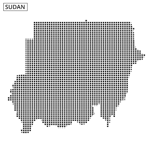 Map of Sudan represented in a unique dot pattern design showcasing its geography