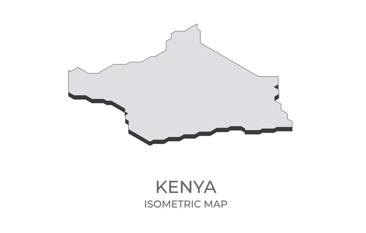 Map of the country Kenya in simple isometric form