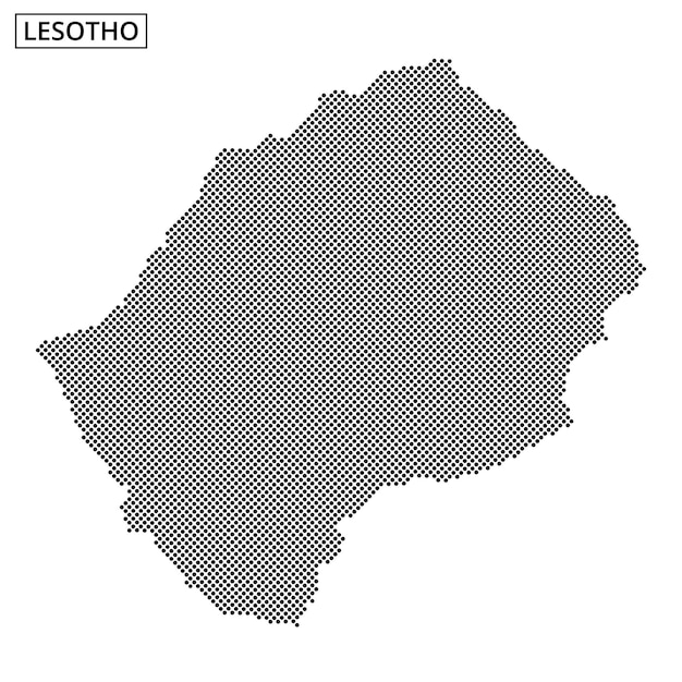 map outline of lesotho with dotted texture and geographical features highlighted
