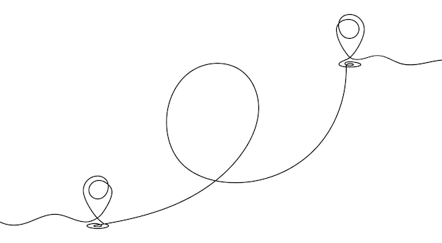 Map pin line background One line drawing background Continuous line