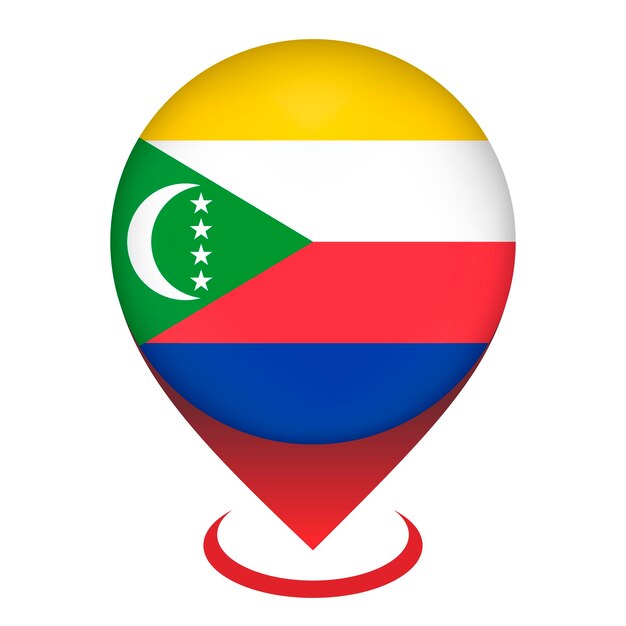 Map pointer with contry Comoros Comoros flag Vector illustration