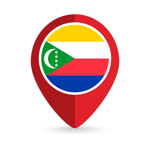 Map pointer with contry Comoros Comoros flag Vector illustration