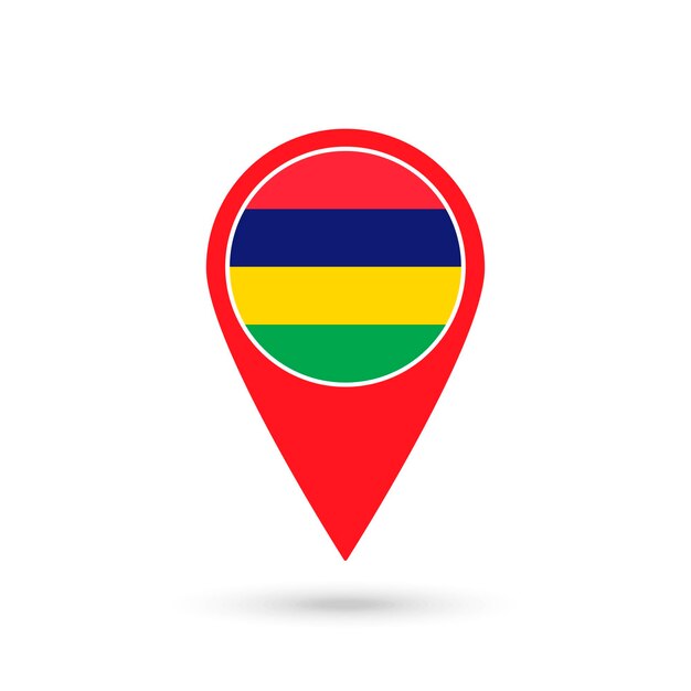 Map pointer with contry Mauritius Mauritius flag Vector illustration