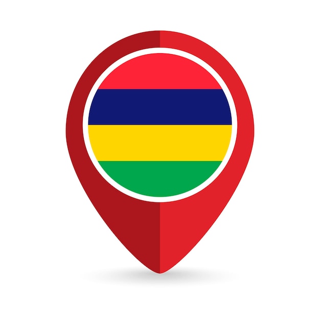 Map pointer with contry Mauritius Mauritius flag Vector illustration