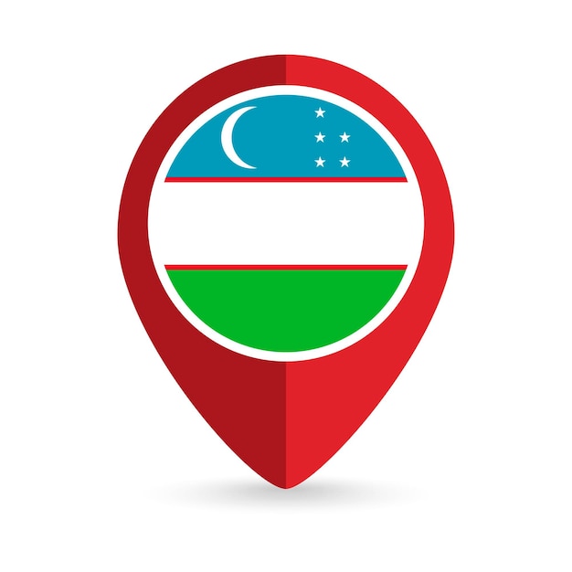 Map pointer with contry Uzbekistan Uzbekistan flag Vector illustration