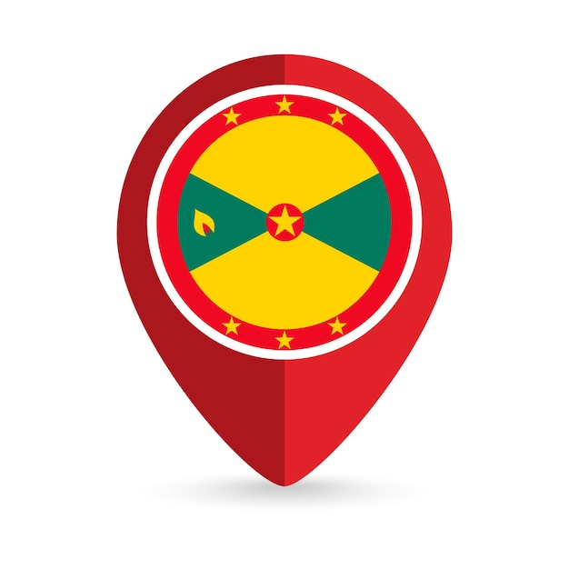Map pointer with country Grenada Grenada flag Vector illustration