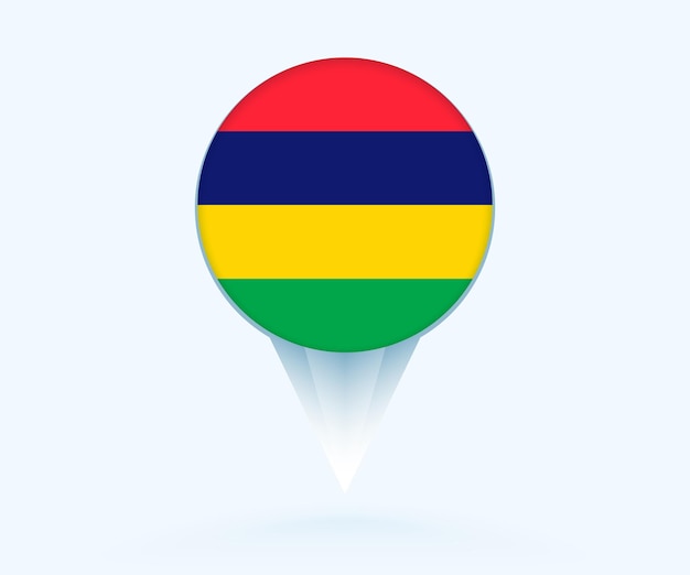 Map pointer with flag of Mauritius
