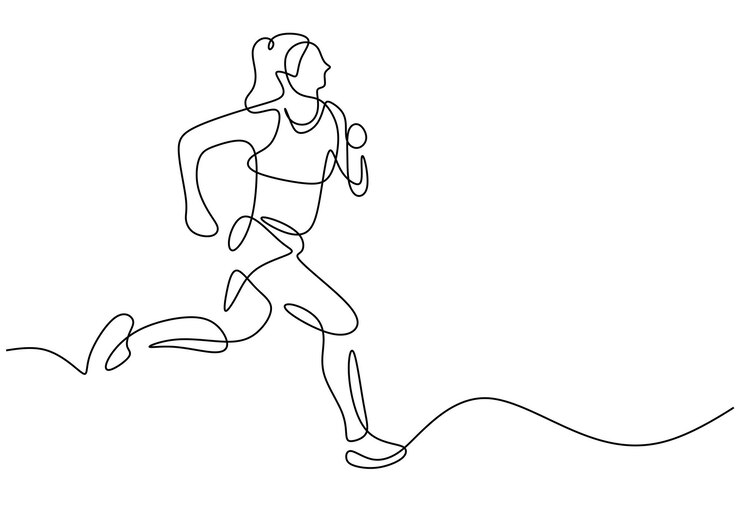 Vector marathon running continuous one line drawing woman run with sport theme