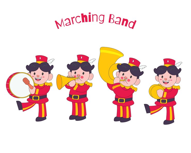 Vector marching band cartoon illustration