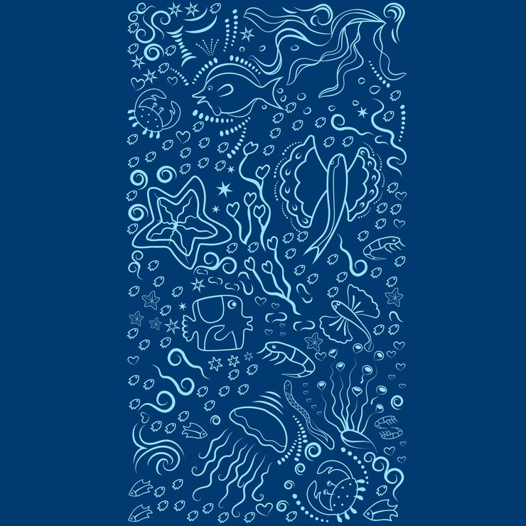 Marine sample of deepsea fish algae Monochrome frame for banners advertising of marine product