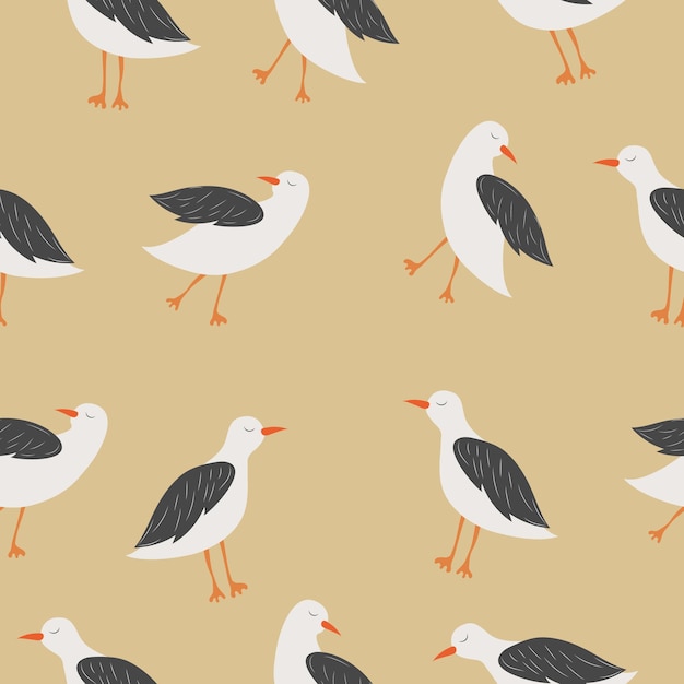 Marine vector pattern Pattern with seagulls High quality vector illustration Sea birds