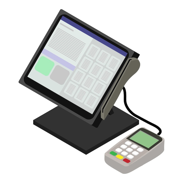 Vector market payment monitor icon isometric of market payment monitor vector icon for web design isolated on white background