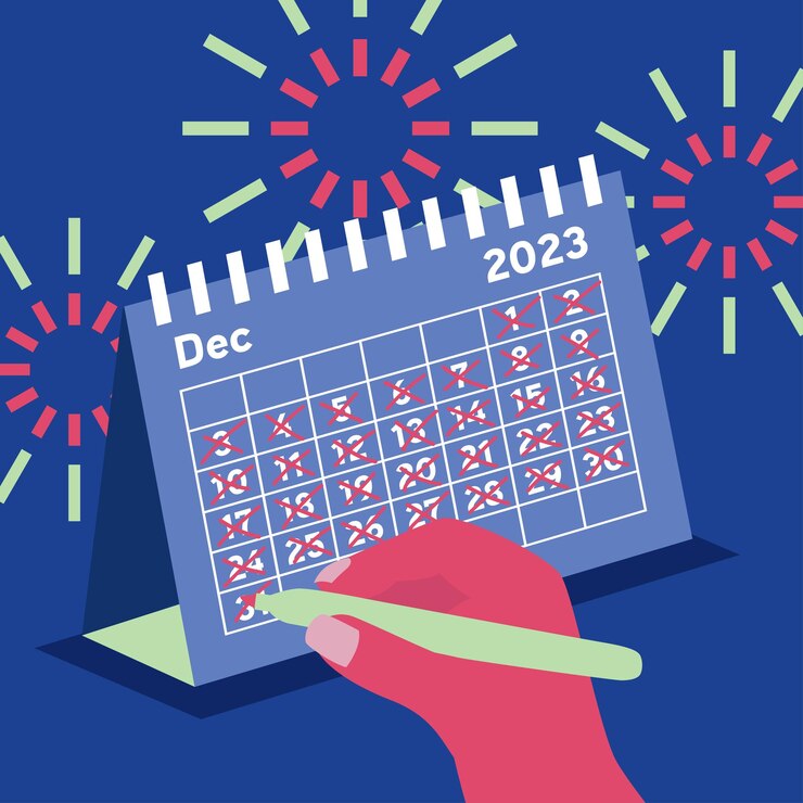 Vector marking calendar new year eve illustration