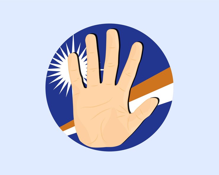 Vector marshall islands flag with hand stop sign protest and human rights idea