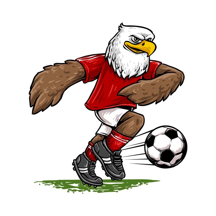 Mascot soccer team with soccer ball