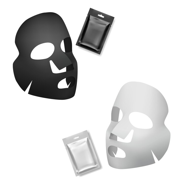 Vector masker lembaran wajah hitam putih realistis