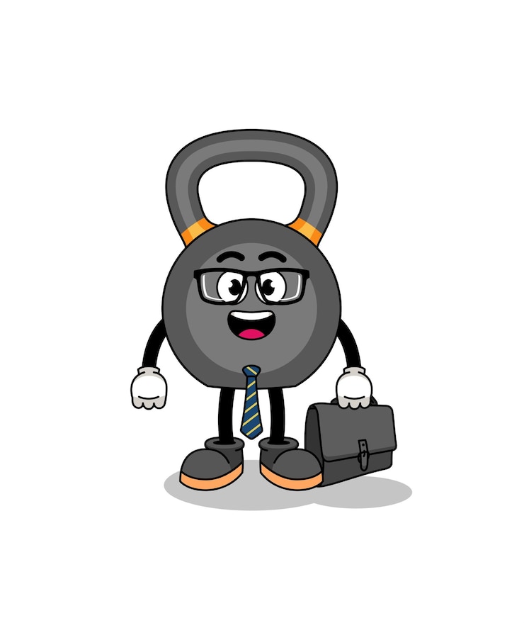 Vector maskot kettlebell sebagai pengusaha