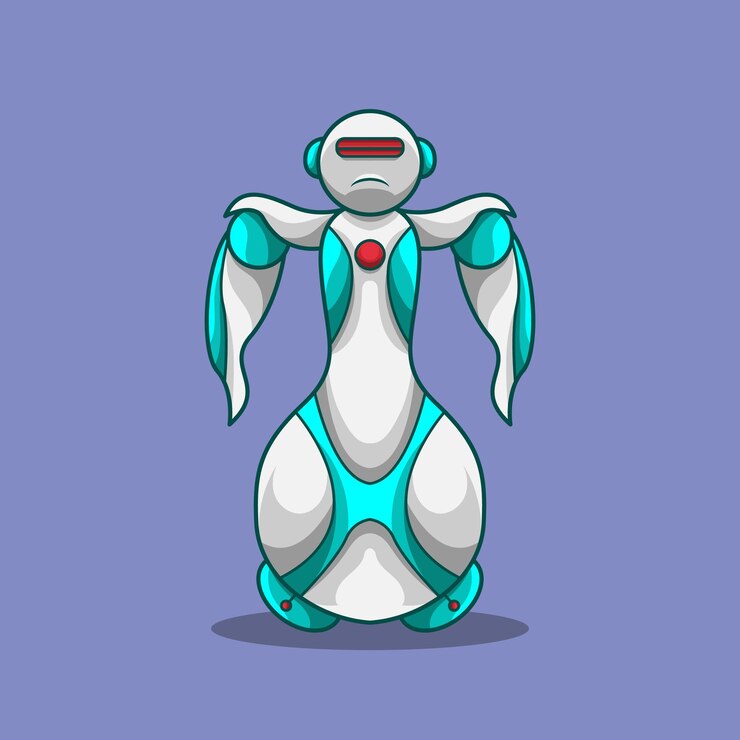Vector maskot robot pria besar futuristik