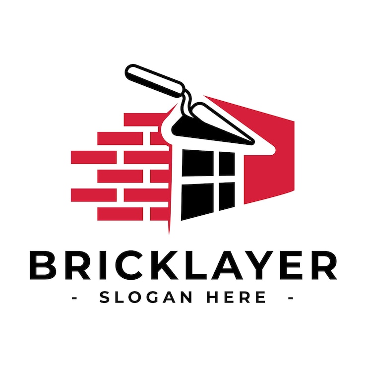 Vector masonry logo design template bricklayer logo vector construction logo