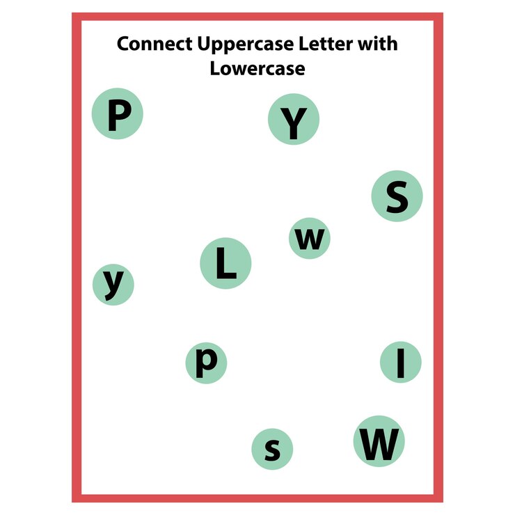 Vector match letters worksheet activity of kids 29