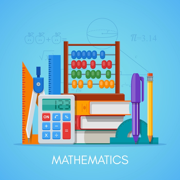 Vector math science education concept poster in flat style design.