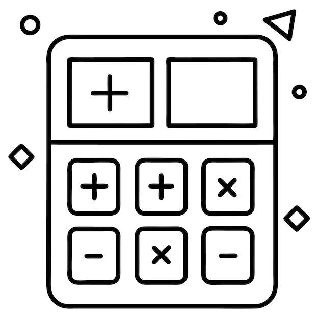 Mathematics Calculator Vector Line Art Illustration Perfect for Educational Graphics