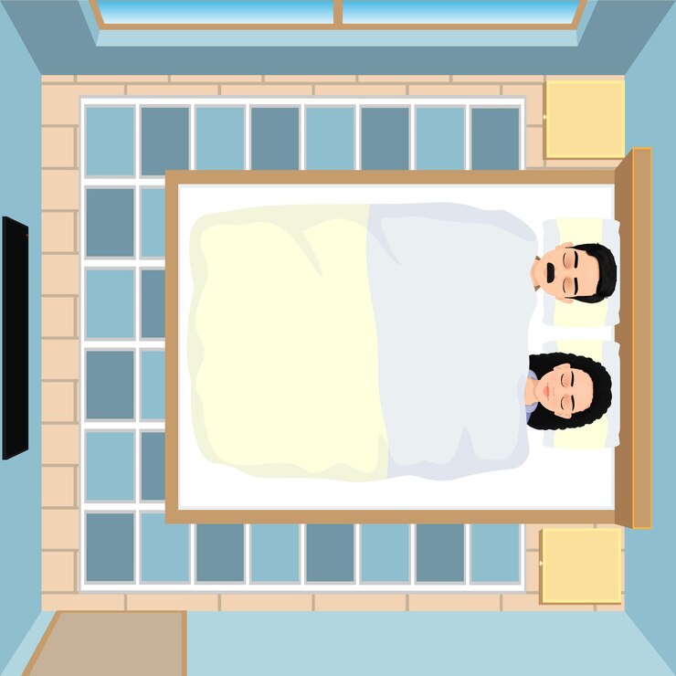 Vector mature husband and wife sleeping together