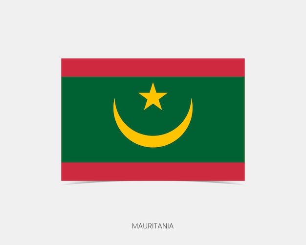 Mauritania Rectangle flag icon with shadow