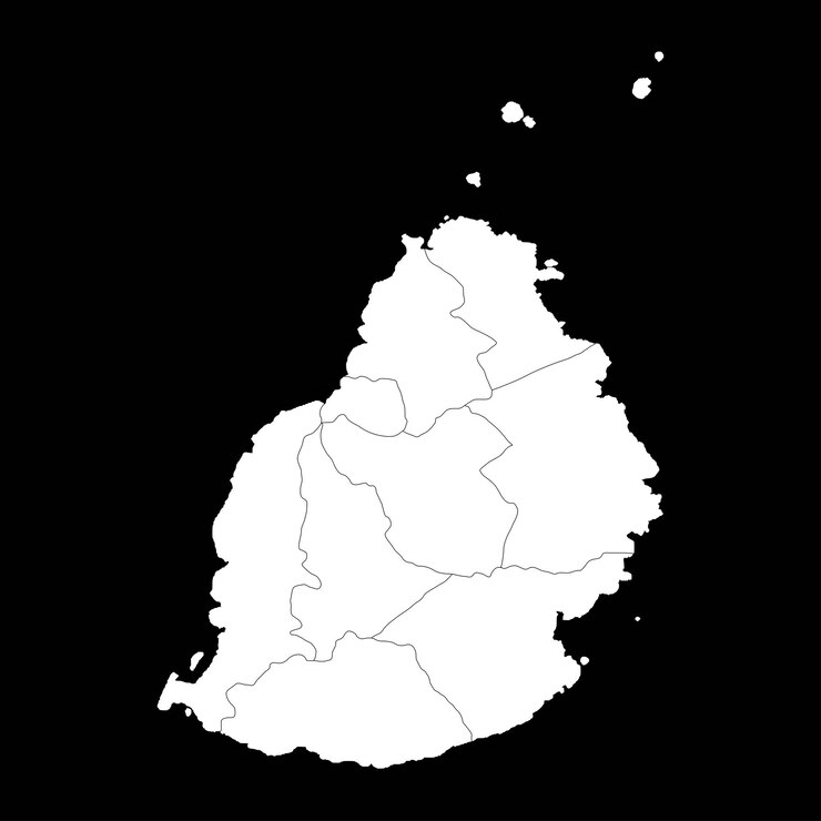Vector mauritius map with administrative divisions vector illustration