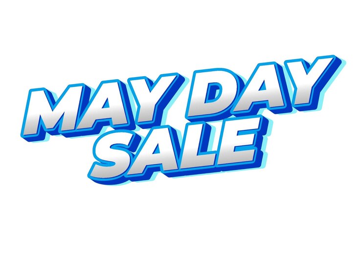 Vector may day sale text effect in 3d look effect with eye catching colors