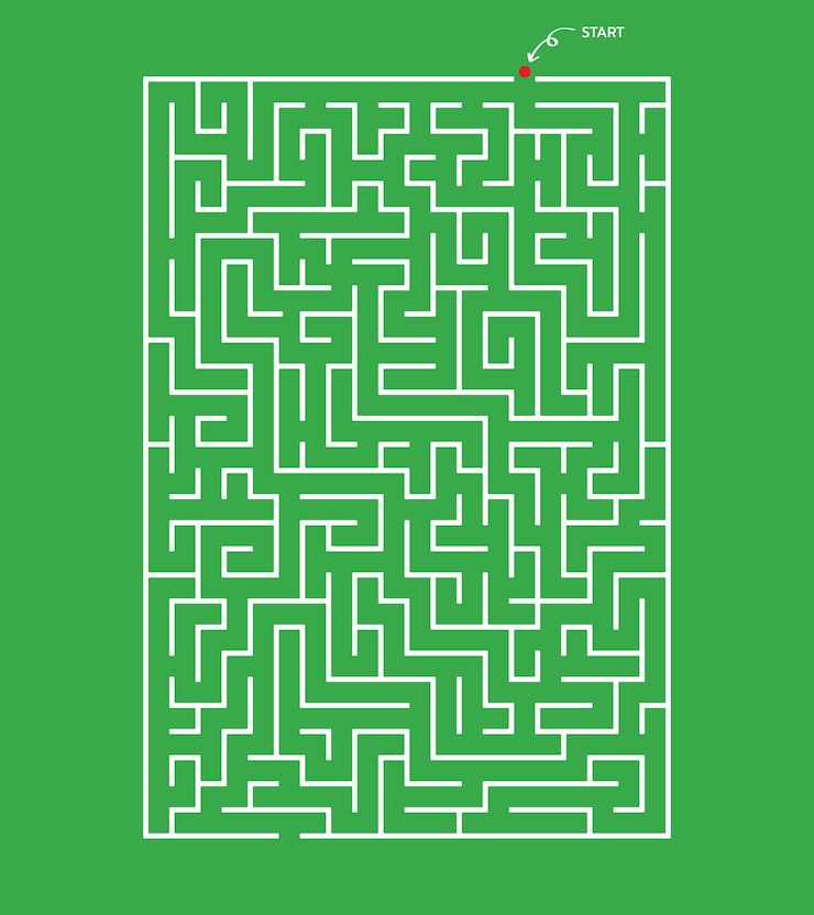 Vector maze education logic game labyrinth for kids find the right way isolated simple