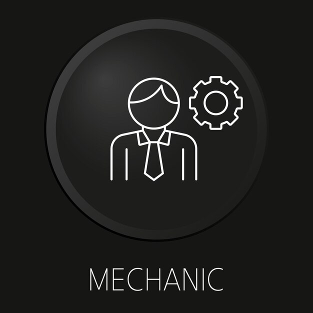 mechanic minimal vector line icon on 3d button isolated on black background premium vectorxa