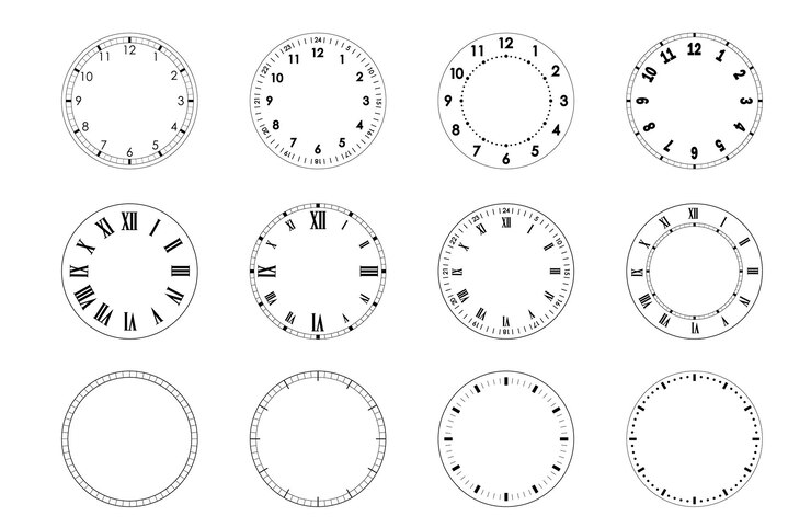 Vector mechanical clock faces bezel blank measuring circle