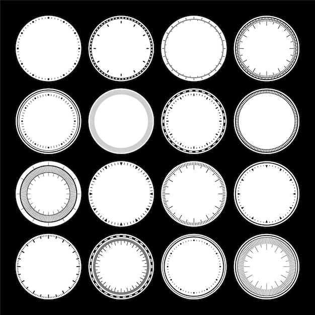 Mechanical clock faces bezel watch dial with minute and hour marks timer or stopwatch element blank