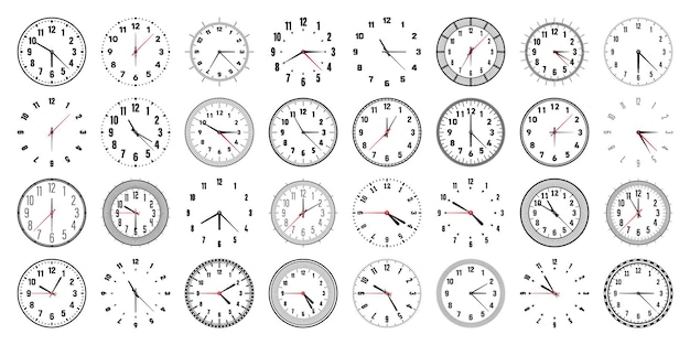 Mechanical clock faces with hands bezel watch dial with minute hour marks and numbers arabic