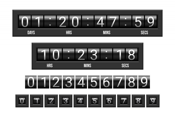 Vector mechanical scoreboard countdown timer  illustration isolated