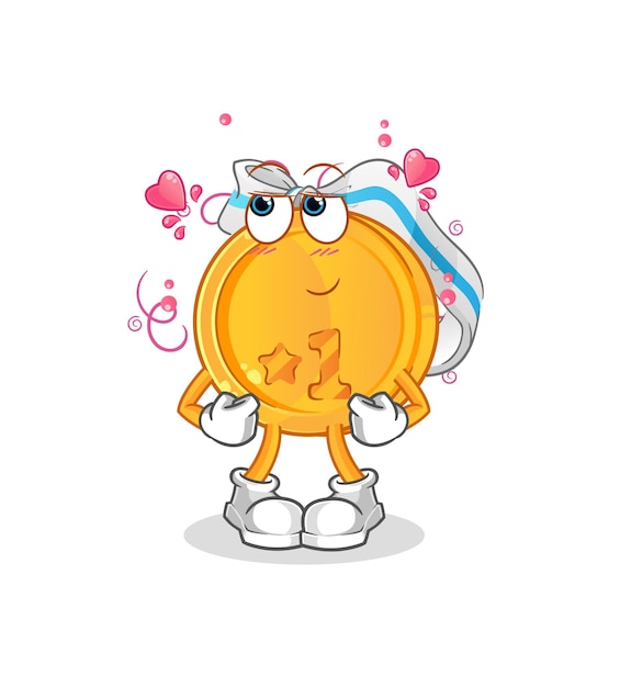 Medal shy vector. cartoon character
