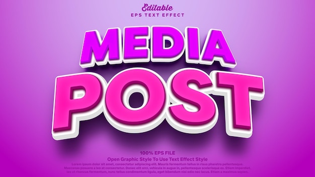 Media post vector 3d text effect effect template