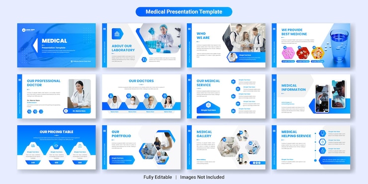 Vector medical business powerpoint presentation slide template design set