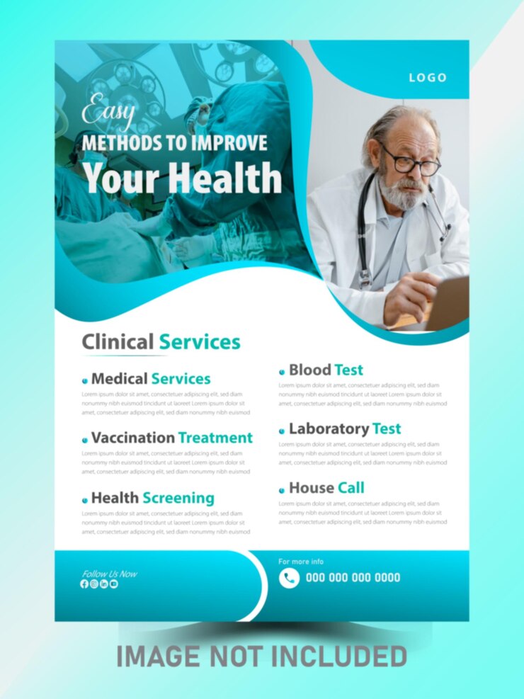 Medical care poster and flyer template design vector