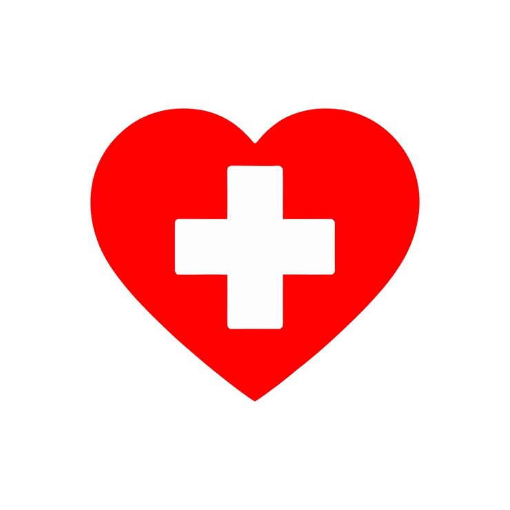Vector medical cross on heart symbol vector illustration