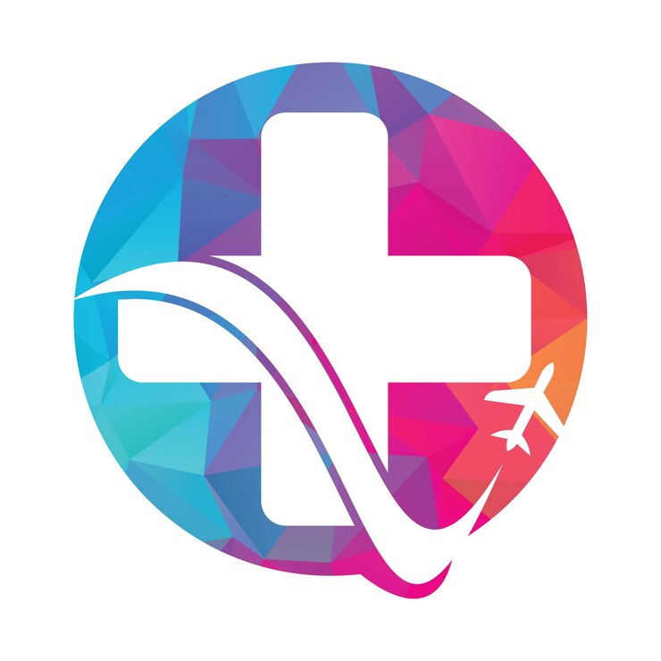 Medical travel with plane logo vector template Medical Plane Travel Logo Template Design