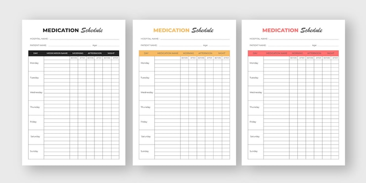 Vector medication schedule planner templates