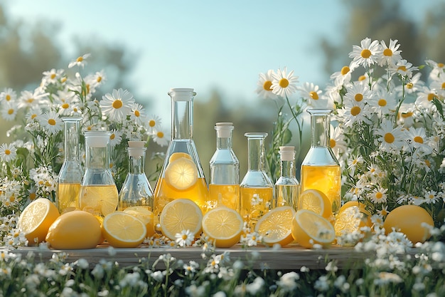 medicinal herbs in bottles tincture of chamomile extract in a pipette drop selective focus