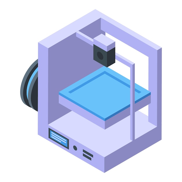Medicine heart printer icon isometric vector Medical engineering Bioprinting science