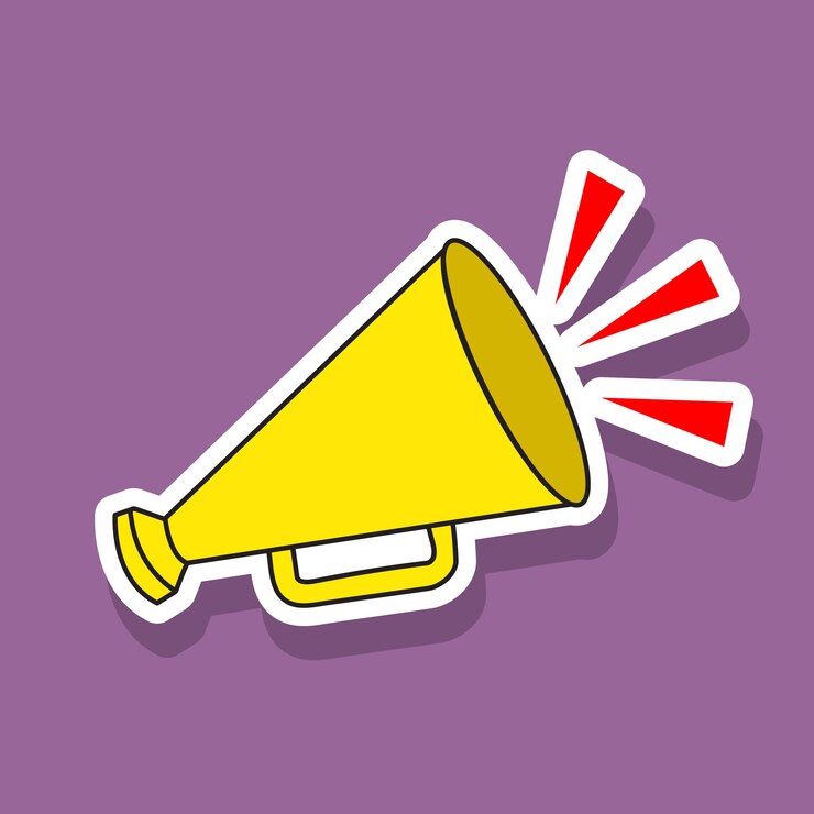 Megaphone sticker vector die cut sticker cartoon style vector illustration